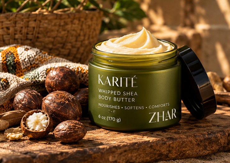 ZHAR Karité whipped shea body butter among shea nuts